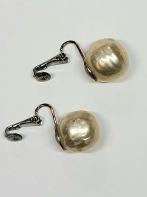 Kenneth Jay Lane Rounded Faux Pearl Clip Earrings with Coating Loss