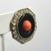 EAR-00006 (12)-EDITED Attributed Kenneth Jay Lane Coral-Orange Octagon Clip Earrings