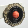 EAR-00006 (13) Attributed Kenneth Jay Lane Coral-Orange Octagon Clip Earrings