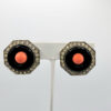 EAR-00006 (17) Attributed Kenneth Jay Lane Coral-Orange Octagon Clip Earrings