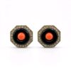 EAR-00006-STAGED Attributed Kenneth Jay Lane Coral-Orange Octagon Clip Earrings