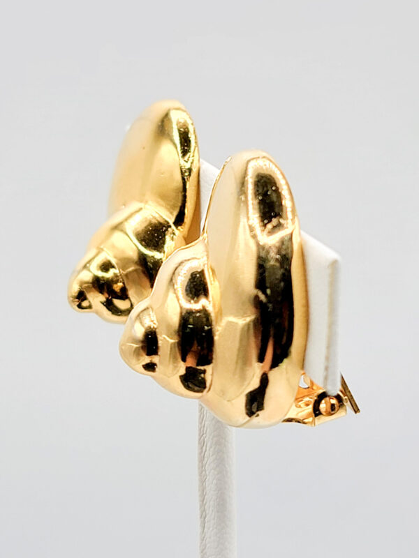 EAR-00007 (3) Attributed Kenneth Jay Lane Gold-Tone Spiral Dome Clip Earrings
