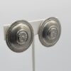 Ben Amun Silver Tone Round Medallion Clip Earrings Vintage