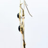 Gold Tone Black Bead Abstract Fish Dangle Earrings Vintage