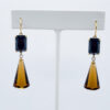 Carolee Luxe Black Amber Crystal Drop Earrings Gold Tone