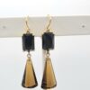 Carolee Luxe Black Amber Crystal Drop Earrings Gold Tone