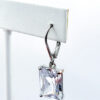 Clear Rectangular Crystal Silver Tone Dangle Earrings