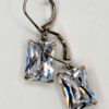 Clear Rectangular Crystal Silver Tone Dangle Earrings
