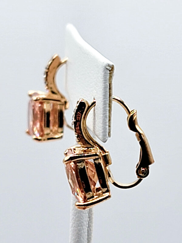 EAR-00019 (10) Peach Faceted Stone Leverback Earrings with Loose Clasp