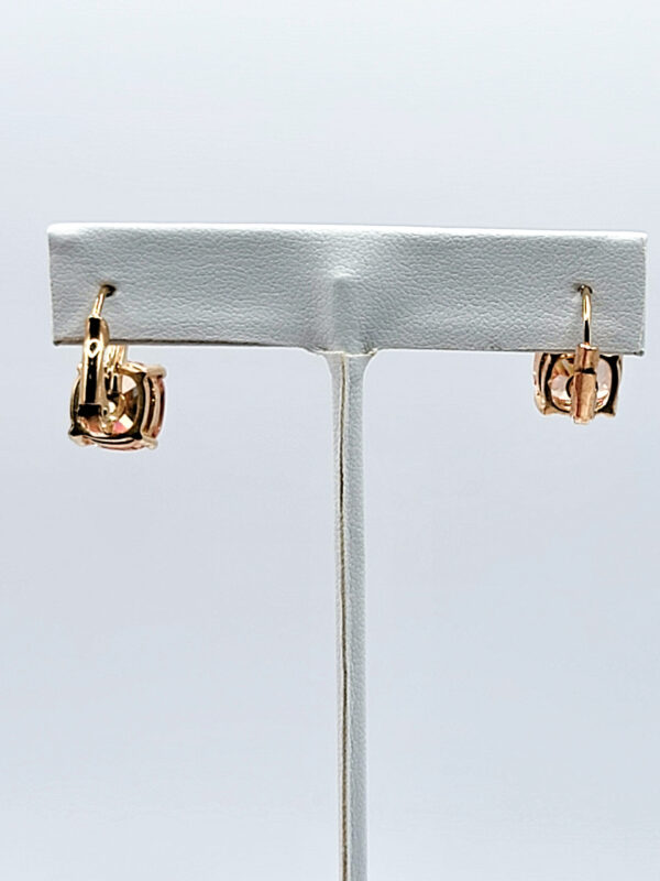 EAR-00019 (11) Peach Faceted Stone Leverback Earrings with Loose Clasp