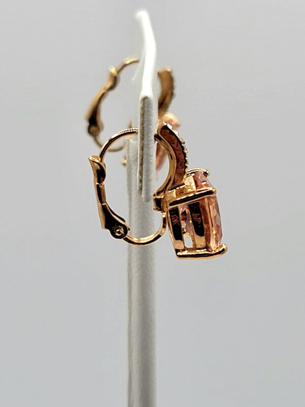 EAR-00019 (12) Peach Faceted Stone Leverback Earrings with Loose Clasp