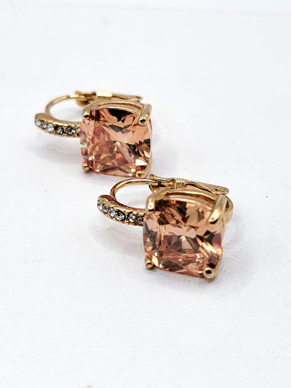 EAR-00019 (5) Peach Faceted Stone Leverback Earrings with Loose Clasp