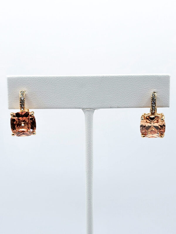 EAR-00019 (6) Peach Faceted Stone Leverback Earrings with Loose Clasp
