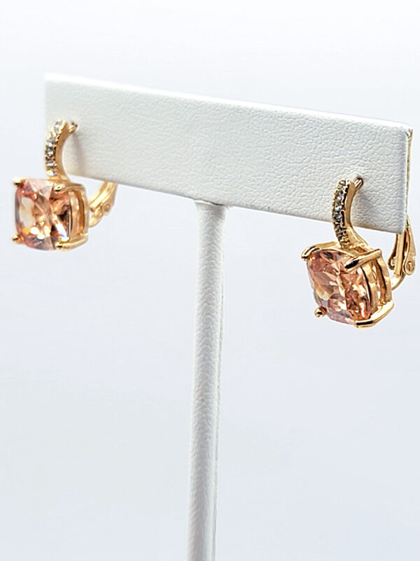 EAR-00019 (9) Peach Faceted Stone Leverback Earrings with Loose Clasp