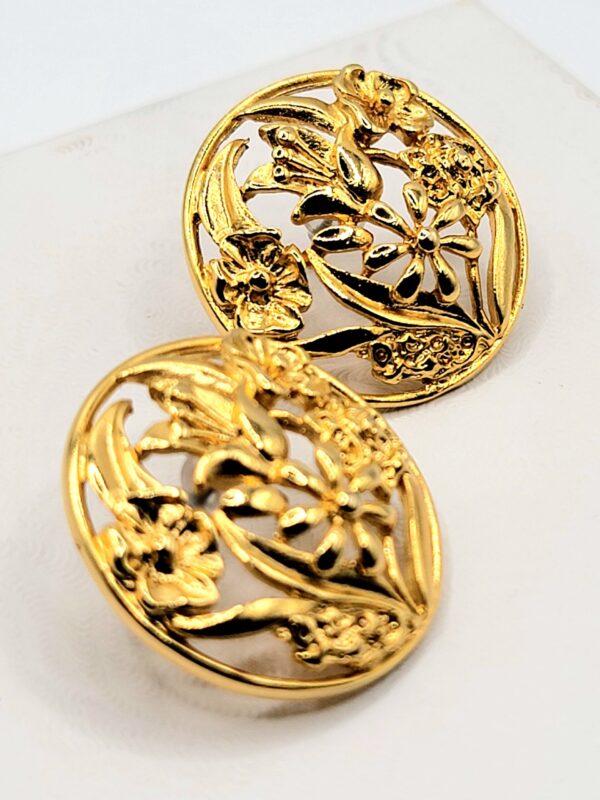 Monet Gold-Tone Openwork Floral Round Stud Earrings