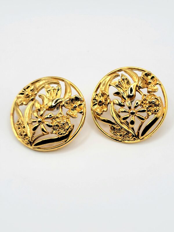 Monet Gold-Tone Openwork Floral Round Stud Earrings