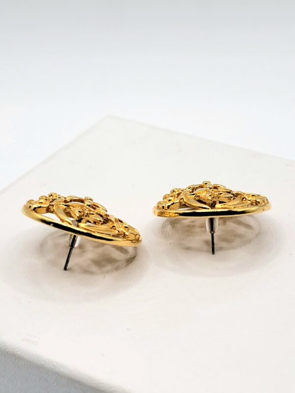 Monet Gold-Tone Openwork Floral Round Stud Earrings