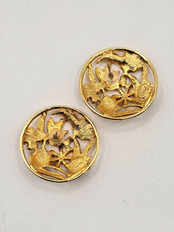Monet Gold-Tone Openwork Floral Round Stud Earrings