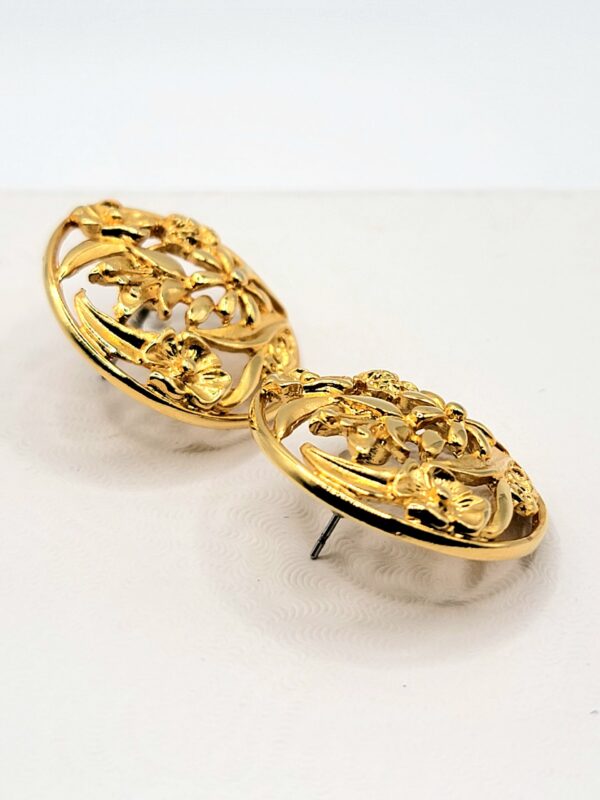 Monet Gold-Tone Openwork Floral Round Stud Earrings