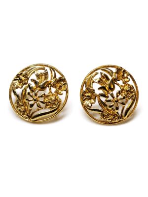 Monet Gold-Tone Openwork Floral Round Stud Earrings