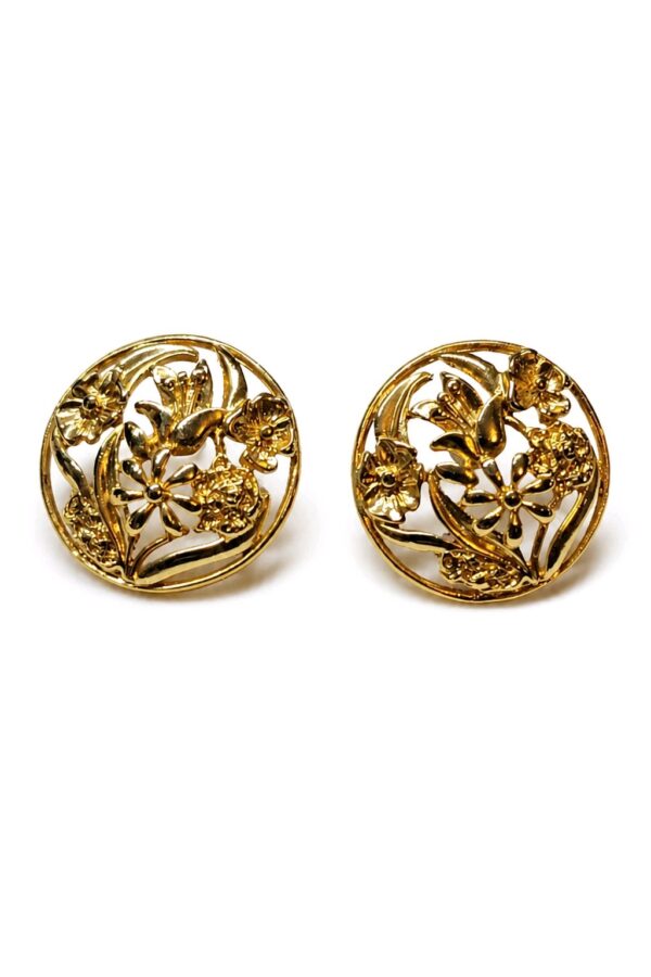 Monet Gold-Tone Openwork Floral Round Stud Earrings