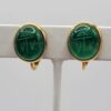 EAR-00024 (2) Green Intaglio-Style Gold-Tone Screw-Back Earrings
