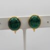 EAR-00024 (8) Green Intaglio-Style Gold-Tone Screw-Back Earrings