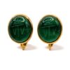 EAR-00024-WEB Green Intaglio-Style Gold-Tone Screw-Back Earrings