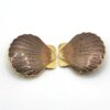Vintage JS Two Tone Seashell Clip On Earrings