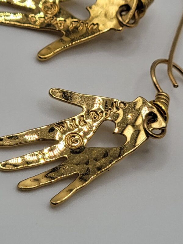 Vintage Wild Bryde Gold Tone Hand Star Dangle Earrings