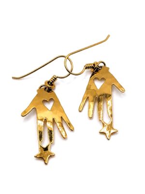 Vintage Wild Bryde Gold Tone Hand Star Dangle Earrings
