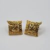 Vintage Crown Trifari Gold Tone Textured Square Clip Earrings Vintage Crown Trifari Gold Tone Textured Square Clip Earrings