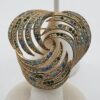 Les Bernard Blue Green Rhinestone Swirl Brooch and Clip Earrings Set