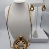 Vintage Monet Gold Tone Mesh Circle Pendant Necklace Earrings Set