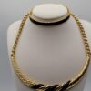 JEWST-00004 (3) 80's Vintage Monet Black Enamel Gold-Tone Necklace Earrings Bracelet Set