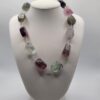 NEC-00005 (3) Green Purple Fluorite-Style Stone Bead Necklace 16 Inch