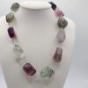 NEC-00005 (4) Green Purple Fluorite-Style Stone Bead Necklace 16 Inch