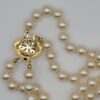 NEC-00006 (1) Vintage Double Strand Faux Pearl Necklace Gold Clasp 23 Inch