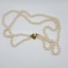 NEC-00006 (12) Vintage Double Strand Faux Pearl Necklace Gold Clasp 23 Inch