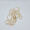 NEC-00006 (14) Vintage Double Strand Faux Pearl Necklace Gold Clasp 23 Inch