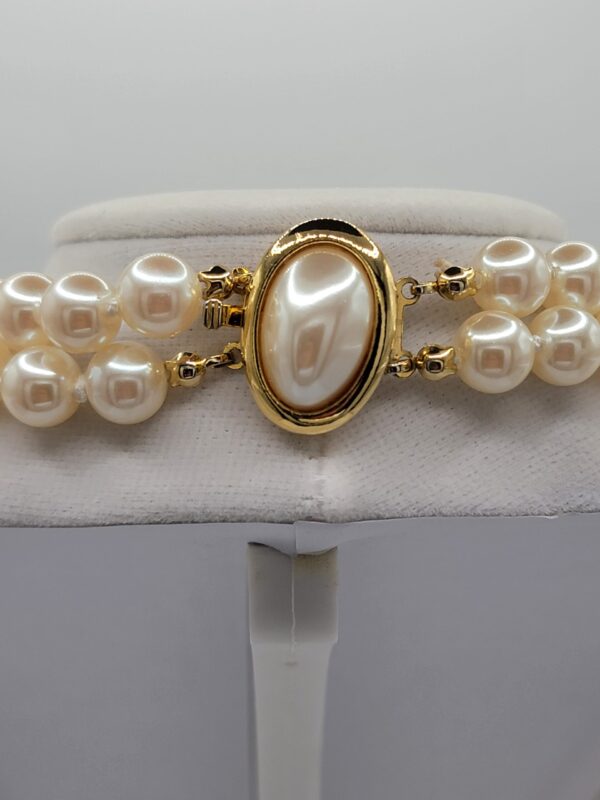 NEC-00006 (6) Vintage Double Strand Faux Pearl Necklace Gold Clasp 23 Inch