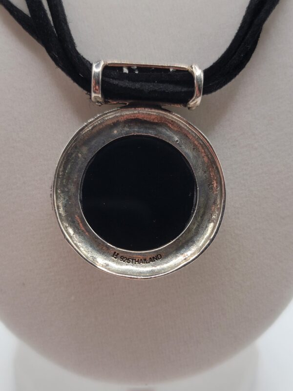 925 Thailand Black Cameo Triple Velvet Cord Necklace