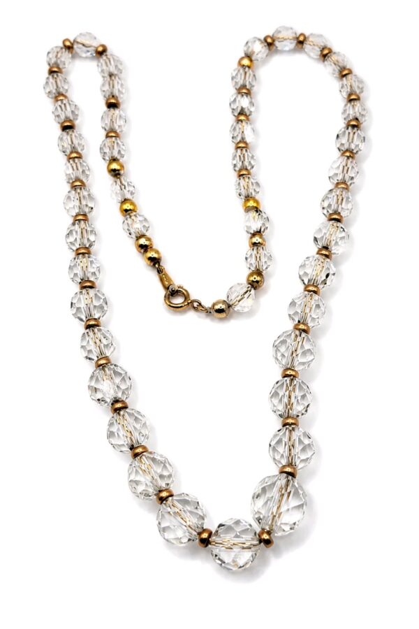 Vintage Crown Trifari Clear Crystal Bead Necklace