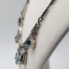 Patricia Locke Silver Tone Swarovski Crystal Drop Necklace 17" Blue Purple Signed