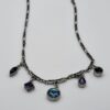 Patricia Locke Silver Tone Swarovski Crystal Drop Necklace 17" Blue Purple Signed