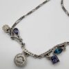 Patricia Locke Silver Tone Swarovski Crystal Drop Necklace 17" Blue Purple Signed
