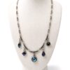 Patricia Locke Silver Tone Swarovski Crystal Drop Necklace 17" Blue Purple Signed