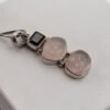 Garnet and Rose Quartz Three-Stone 925 Sterling Silver Pendant