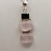 Garnet and Rose Quartz Three-Stone 925 Sterling Silver Pendant