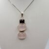 Garnet and Rose Quartz Three-Stone 925 Sterling Silver Pendant